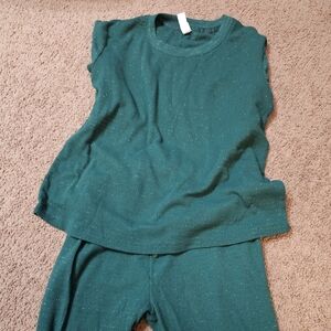 Long sleeve green sparkly pajama set